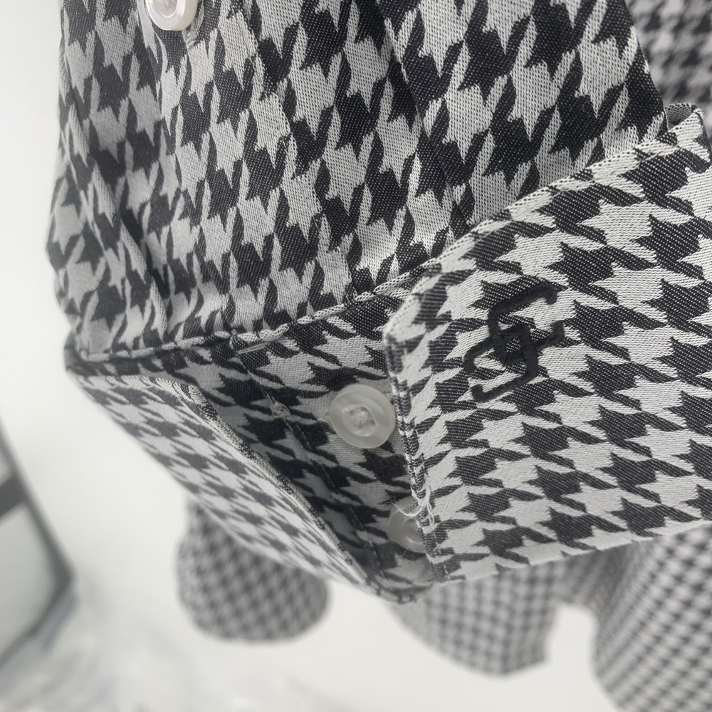 Chico's 2 No-Iron Coolmax All-Seasons Stretch Black Houndstooth Shirt Size 2 - Picture 6 of 9